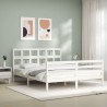 Cadre de lit sans matelas blanc bois de pin massif 