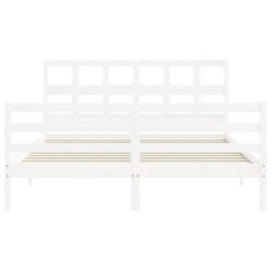 Cadre de lit sans matelas blanc bois de pin massif 
