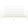 Cadre de lit sans matelas blanc bois de pin massif 