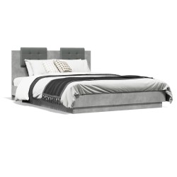 Cadre de lit sans matelas gris béton 120x200 cm 