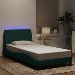 Cadre de lit avec LED sans matelas vert foncé 100x200cm velours 