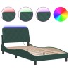 Cadre de lit avec LED sans matelas vert foncé 100x200cm velours 