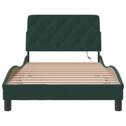 Cadre de lit avec LED sans matelas vert foncé 100x200cm velours 