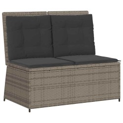 Banc inclinable de jardin avec coussins gris résine tressée 