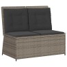Banc inclinable de jardin avec coussins gris résine tressée 