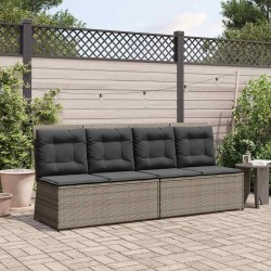 Banc inclinable de jardin avec coussins gris résine tressée 