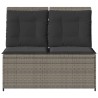 Banc inclinable de jardin avec coussins gris résine tressée 