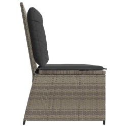 Banc inclinable de jardin avec coussins gris résine tressée 