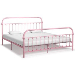 Cadre de lit sans matelas rose métal 180x200 cm 