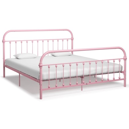 Cadre de lit sans matelas rose métal 180x200 cm 