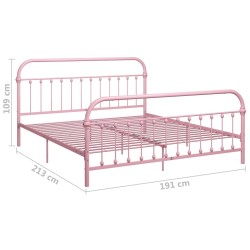 Cadre de lit sans matelas rose métal 180x200 cm 
