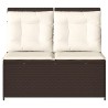 Banc inclinable de jardin avec coussins marron résine tressée 