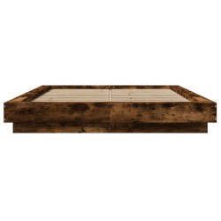 Cadre de lit et lumières LED sans matelas chêne fumé 140x190 cm 