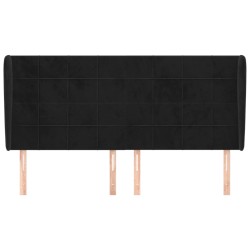 Tête de lit avec oreilles Noir 183x23x118/128 cm Velours 