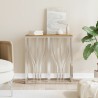 Table console argenté acier inoxydable et bois massif d'acacia 