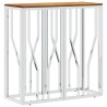 Table console argenté acier inoxydable et bois massif d'acacia 