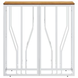 Table console argenté acier inoxydable et bois massif d'acacia 