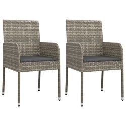 Ensemble à manger jardin 3pcs avec coussins noir et gris 