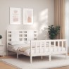 Cadre de lit sans matelas blanc bois de pin massif 