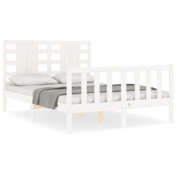 Cadre de lit sans matelas blanc bois de pin massif 