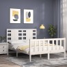 Cadre de lit sans matelas blanc bois de pin massif 