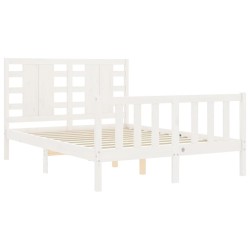 Cadre de lit sans matelas blanc bois de pin massif 