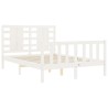 Cadre de lit sans matelas blanc bois de pin massif 