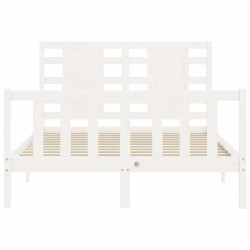 Cadre de lit sans matelas blanc bois de pin massif 
