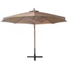 Parasol de jardin suspendu avec mât taupe bois de sapin massif 
