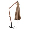 Parasol de jardin suspendu avec mât taupe bois de sapin massif 