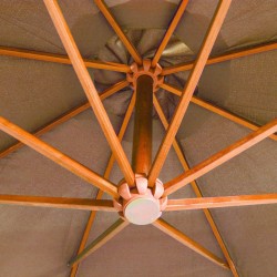 Parasol de jardin suspendu avec mât taupe bois de sapin massif 