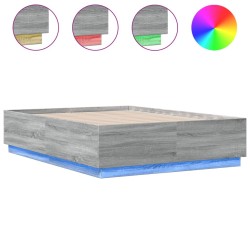Cadre de lit avec LED sans matelas sonoma gris 135x190 cm 
