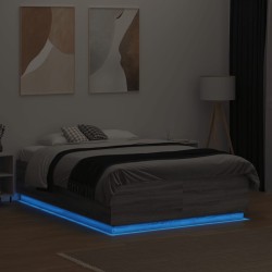 Cadre de lit avec LED sans matelas sonoma gris 135x190 cm 