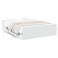 Cadre de lit avec tiroirs sans matelas blanc 135x190 cm 