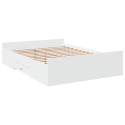 Cadre de lit avec tiroirs sans matelas blanc 135x190 cm 