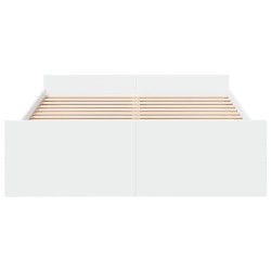 Cadre de lit avec tiroirs sans matelas blanc 135x190 cm 
