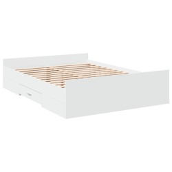 Cadre de lit avec tiroirs sans matelas blanc 135x190 cm 