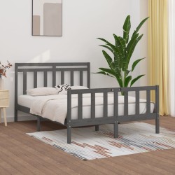 Cadre de lit sans matelas gris bois de pin massif 150x200 cm 