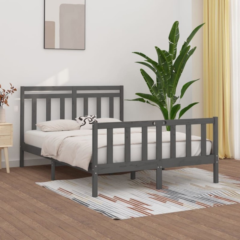 Cadre de lit sans matelas gris bois de pin massif 150x200 cm 