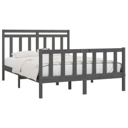 Cadre de lit sans matelas gris bois de pin massif 150x200 cm 