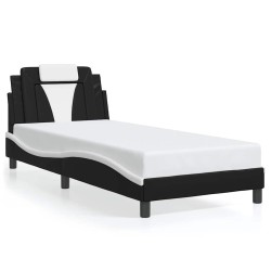 Cadre de lit sans matelas noir et blanc 90x200 cm similicuir 