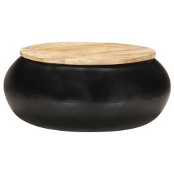 Table basse Noir 68x68x30 cm Bois de manguier solide 