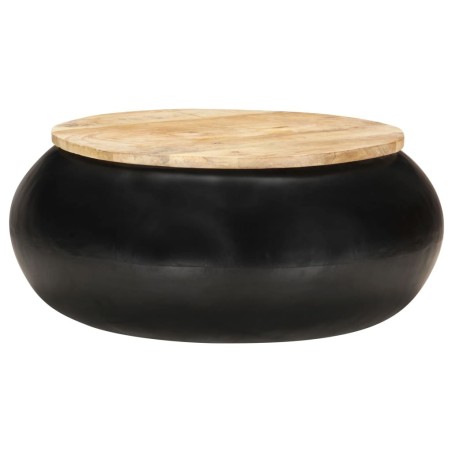 Table basse Noir 68x68x30 cm Bois de manguier solide 