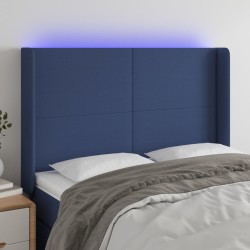 Tête de lit à LED Bleu 147x16x118/128 cm Tissu 