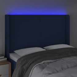 Tête de lit à LED Bleu 147x16x118/128 cm Tissu 
