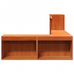 Table de chevet avec bureau cire marron bois de pin massif 