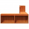 Table de chevet avec bureau cire marron bois de pin massif 