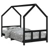 Cadre de lit pour enfants noir 90x200 cm bois de pin massif 