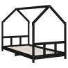 Cadre de lit pour enfants noir 90x200 cm bois de pin massif 