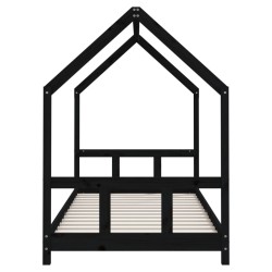 Cadre de lit pour enfants noir 90x200 cm bois de pin massif 
